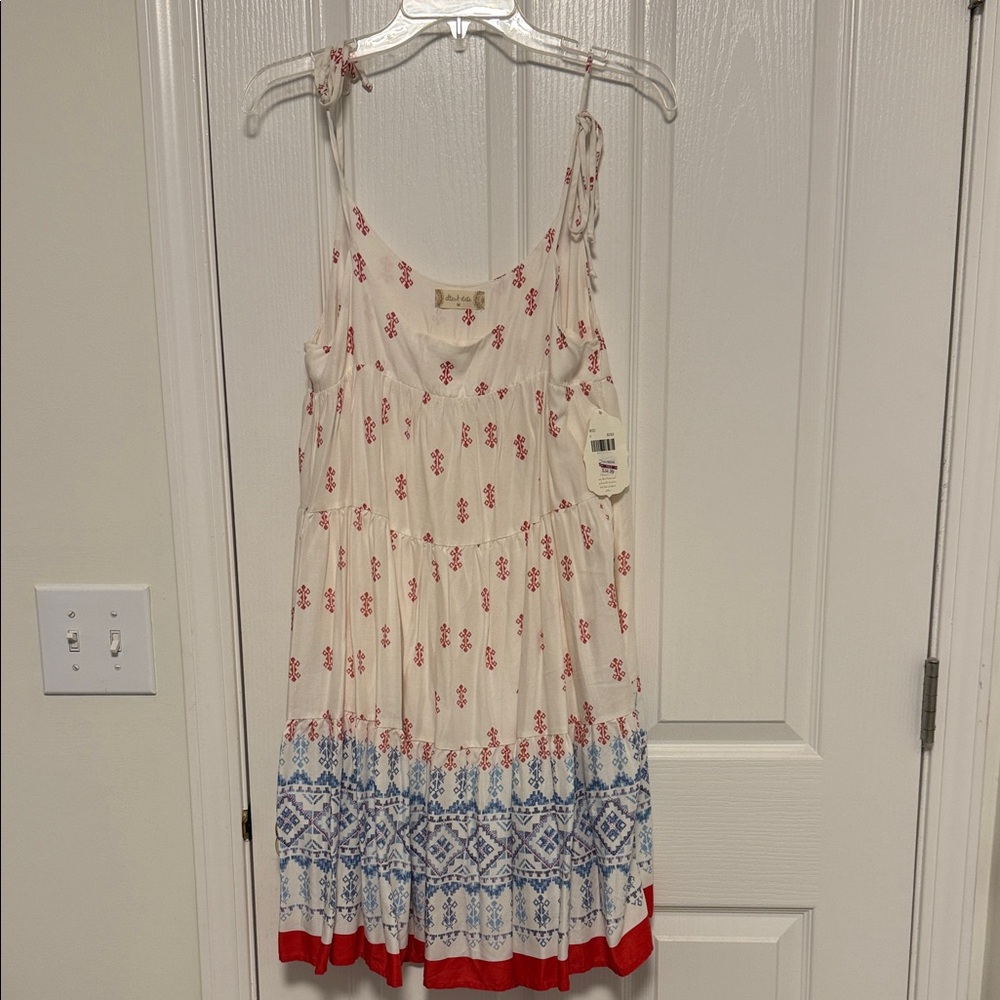 Altar'd State Red and Blue Patterned Mini Dress